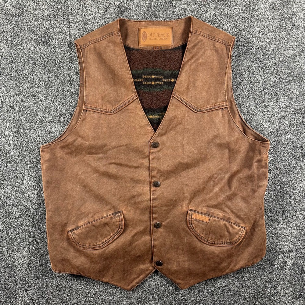Outback Trading Company Montana Vest Mens Large Brown Western Fleece Lined